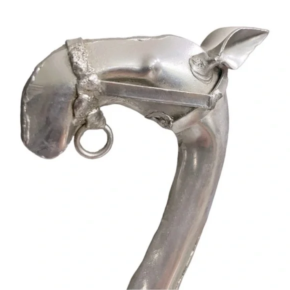 Vintage Silver Metal Camel Figurine | Handcrafted Etched Tall Camel Sculpture - Picture 8 of 13